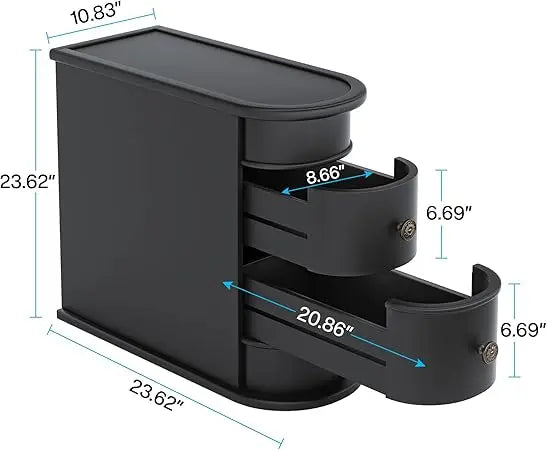 Table - Solid Wood - 2 Drawers - Narrow Slim Sillohuette