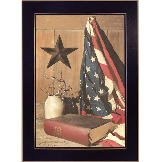 Wall Art - 10"x14" - "God and Country" - Black Frame - Artist Billy Jacobs  - Home Office Collection