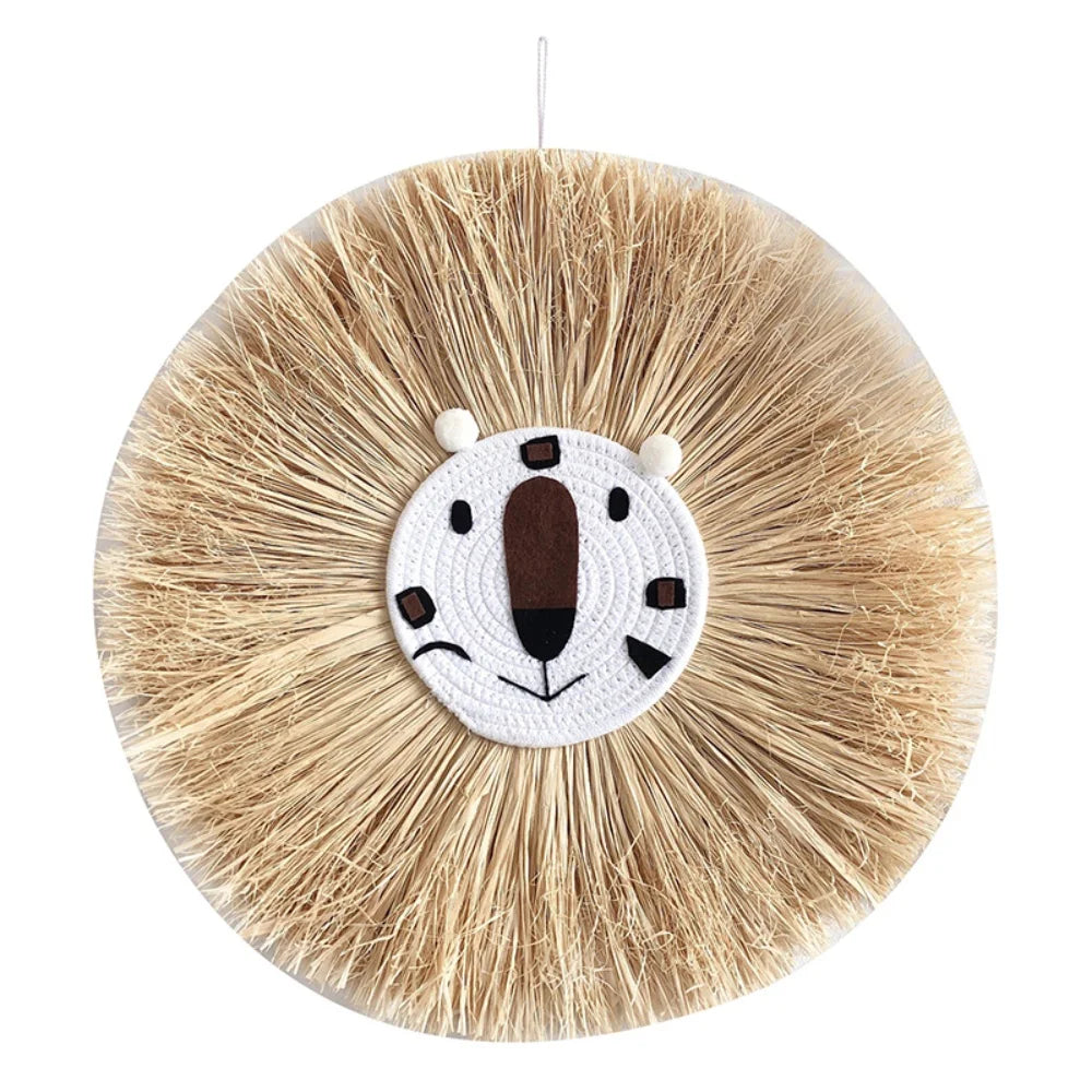 Lion Cartoon Straw Wall Hanging - Tapestry - Children's Room Collection