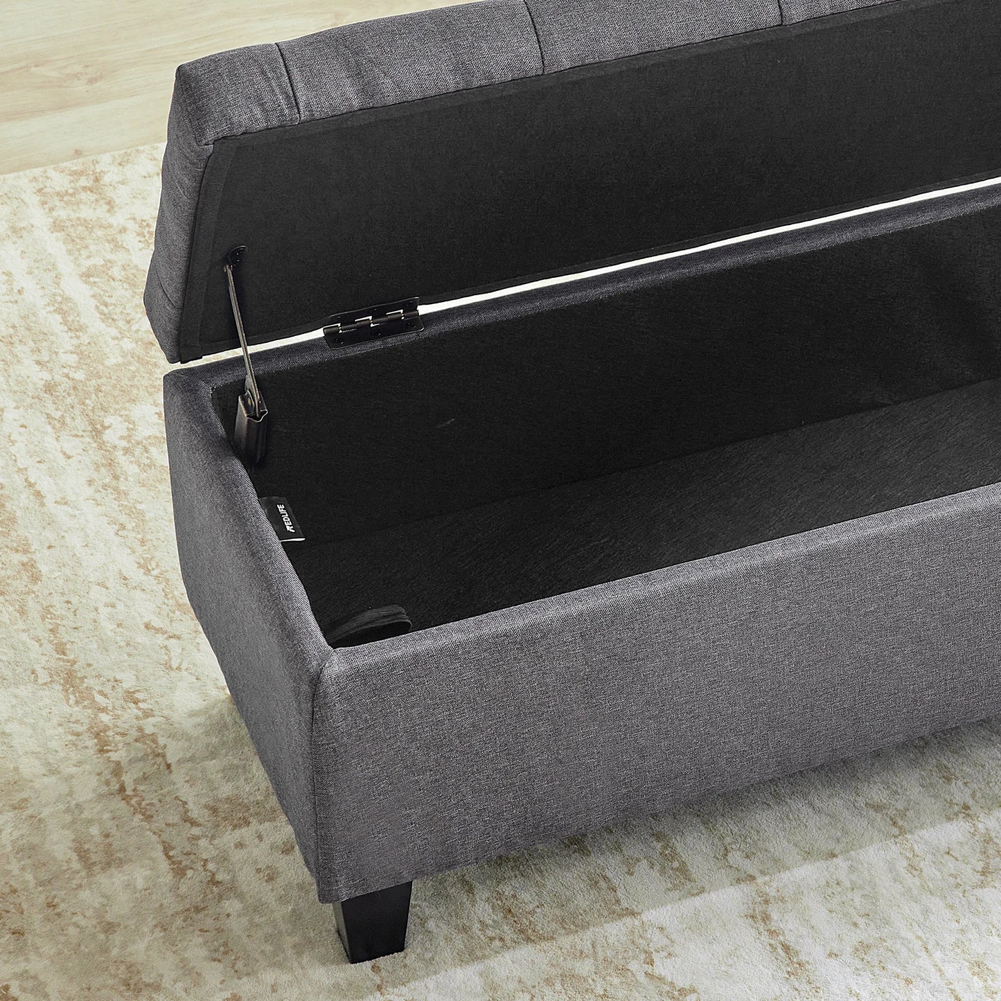 Redlife Ottoman Storage Bench 42" - Footrest - Entryway Collection - Gray & Beige