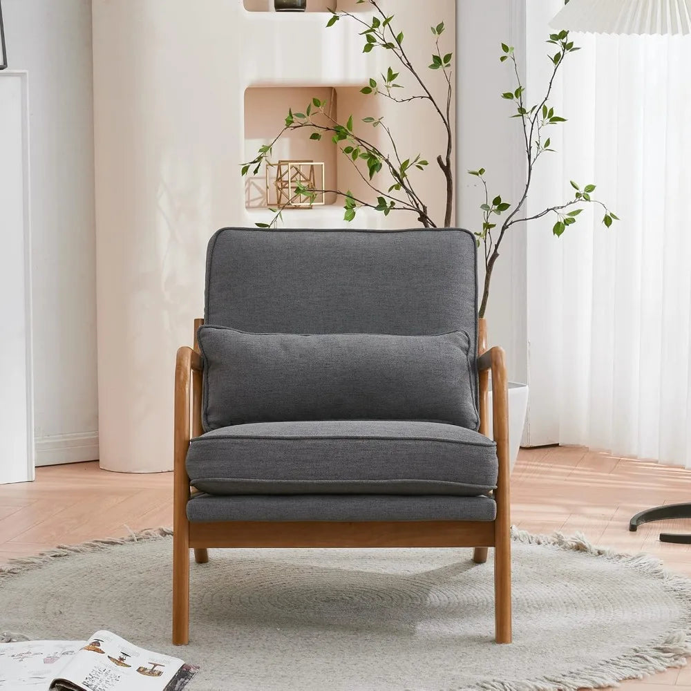 Accent Chair Set *2 Pcs - Upholstered - Lumbar Pillow - Farmhouse Decor