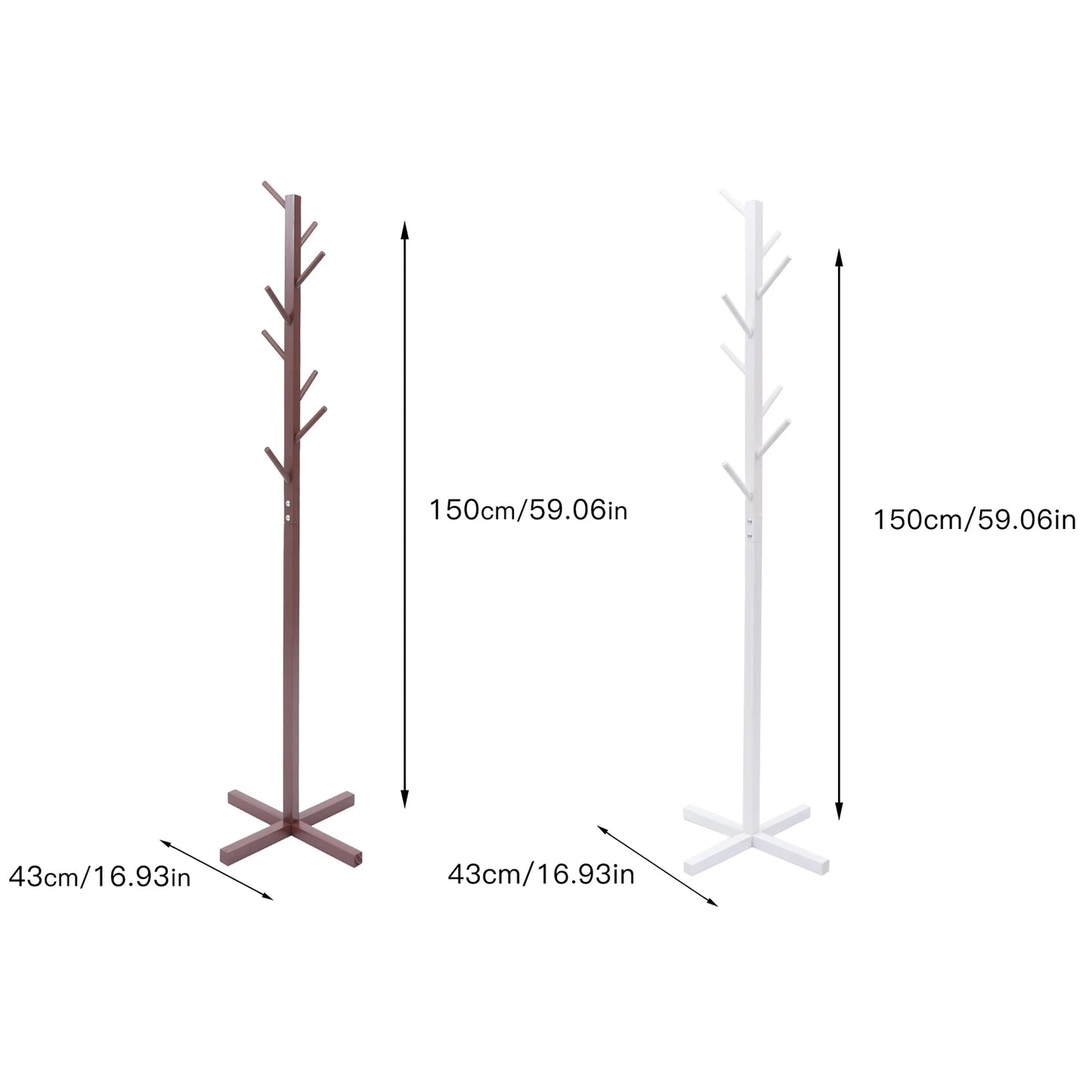 Pine Wood Coat Rack, Hat Rack - Tree Shaped Hat Rack - Eight Branches