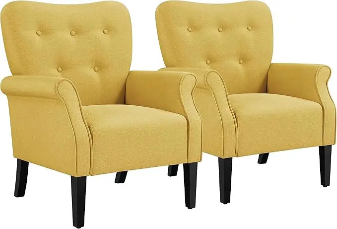 Accent Leisure Chair Set *2 - High Tufted Back - Rolled Arms