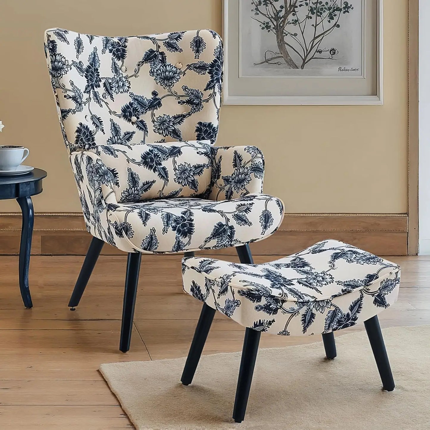 Accent Leisure Chair & Ottoman - Lumbar Pillow - Wingback - Livingroom Collection