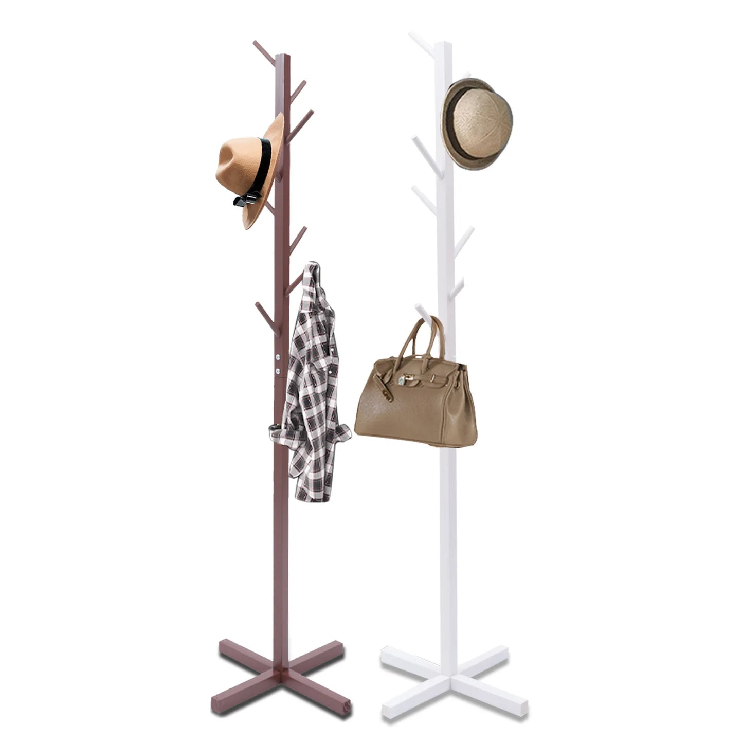 Pine Wood Coat Rack, Hat Rack - Tree Shaped Hat Rack - Eight Branches