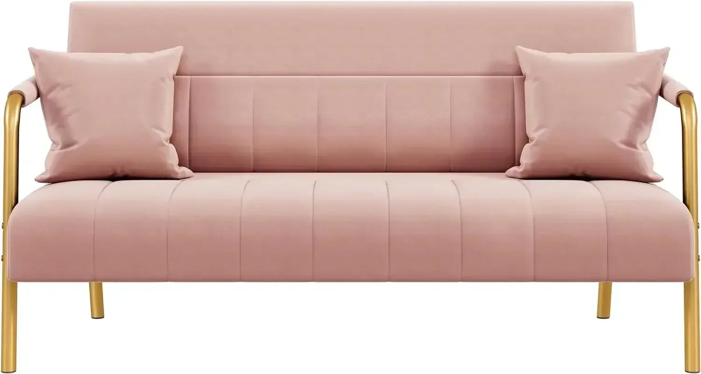 Modern Sofa Loveseat - Two Seater - Velvet Upholstery - 56.5" Wide