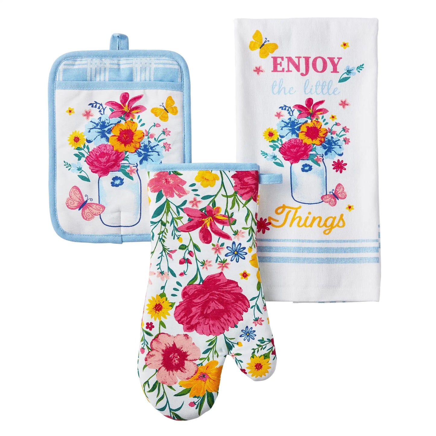 The Pioneer Woman Flowering Frontier Kitchen Towel Set *3Pcs - "Enjoy The Little Things" - Kitchen Collection