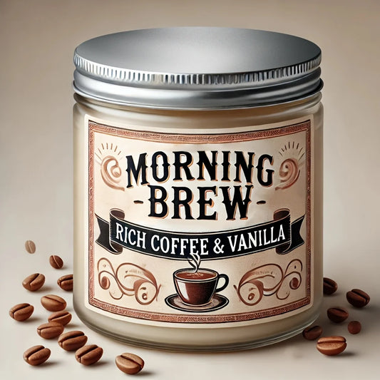 Candles - Scented - Morning Brew Rich Coffee & Vanilla - Hand Poured - Soy Wax - Home Office Collection