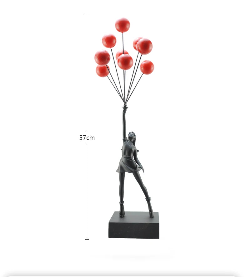 Anti-War Flying Balloons Girl Statue