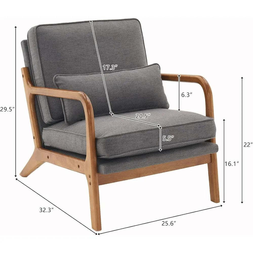 Accent Chair Set *2 Pcs - Upholstered - Lumbar Pillow - Farmhouse Decor