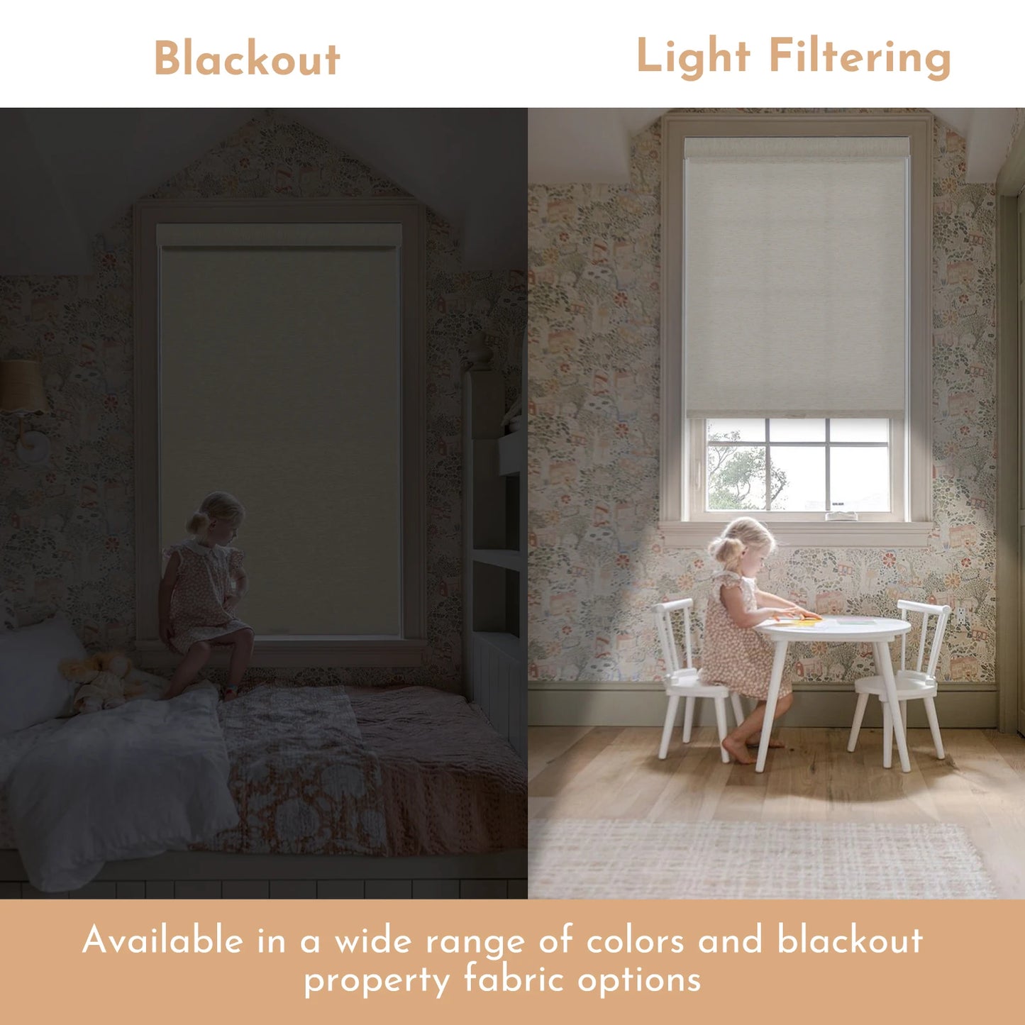 Home Window Treatments - Linen Roller Shades - Persilux - Bedroom Collection