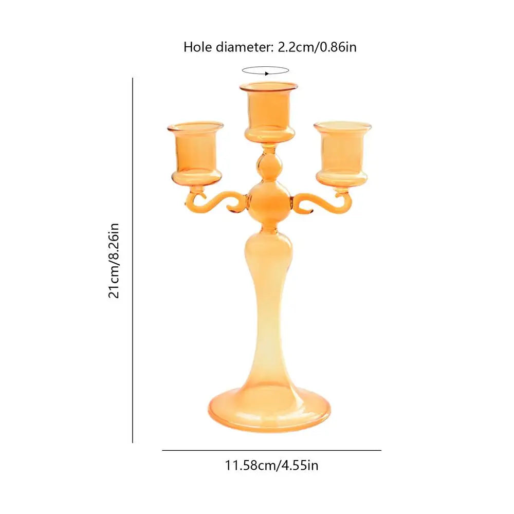 Candlestick Holder - Three Cups - Clear - Blue - Champagne - Diningroom Collection