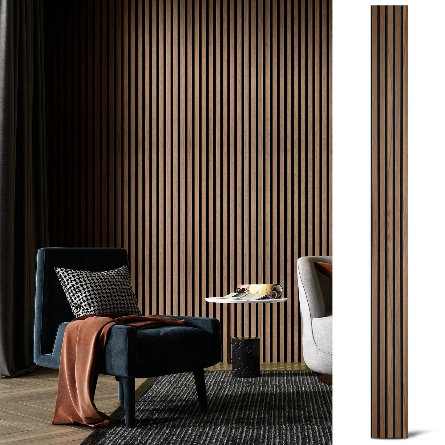 Wood Panel Sets *4Pcs - 94"x8" - Noise Reduction - Acoustic 3D Textured - Home Office Collection