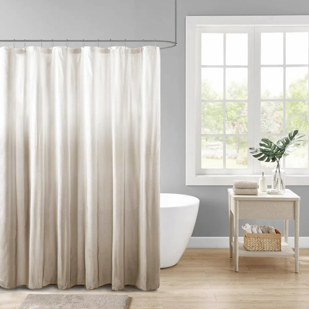 Shower Curtain - Seersucker Ombre - 72x72" - Blue, Taupe, Grey - Bathroom Collection