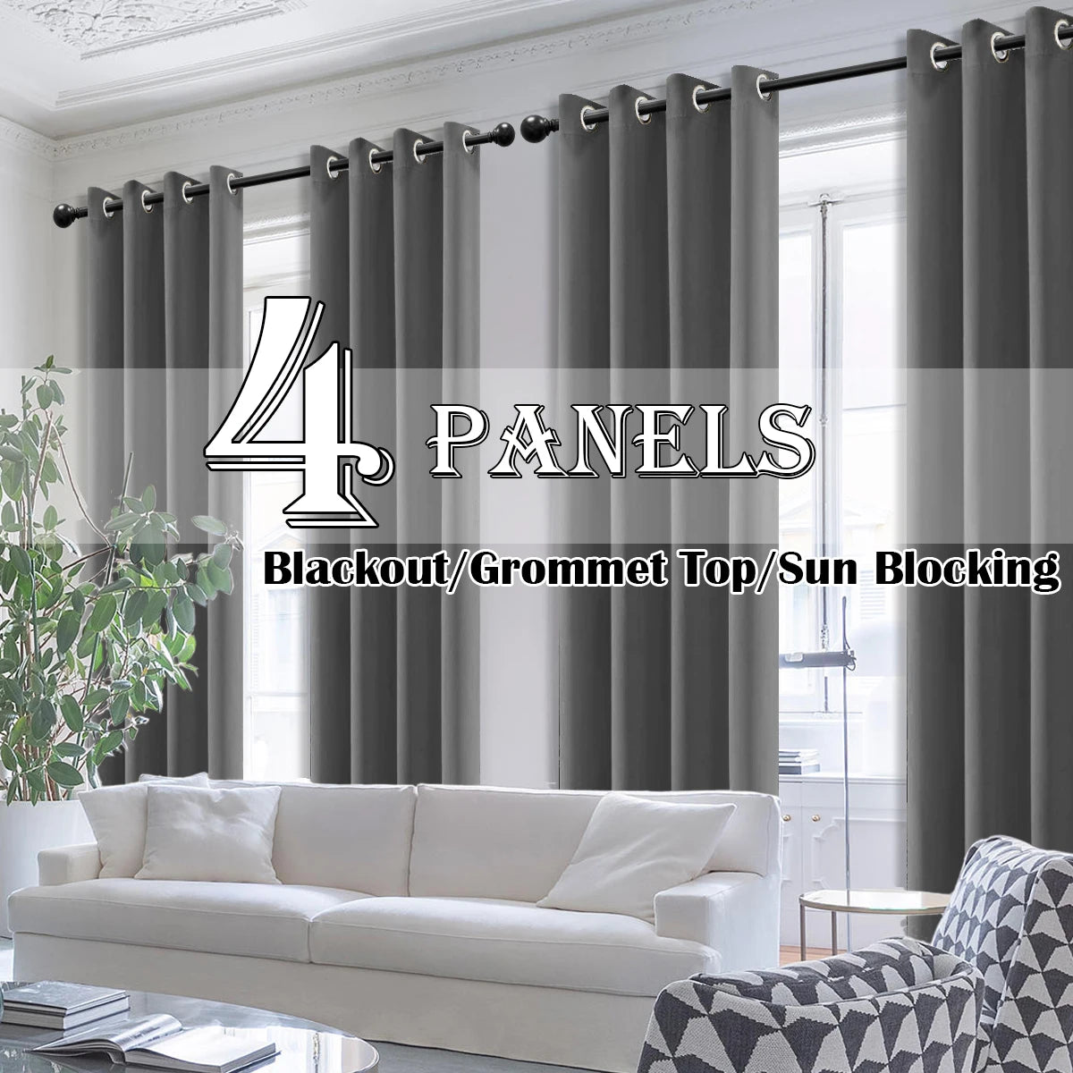 Drapes/Curtains 4 Panels - Blackout - Heat Insultated - Grommets - Bedroom Collection