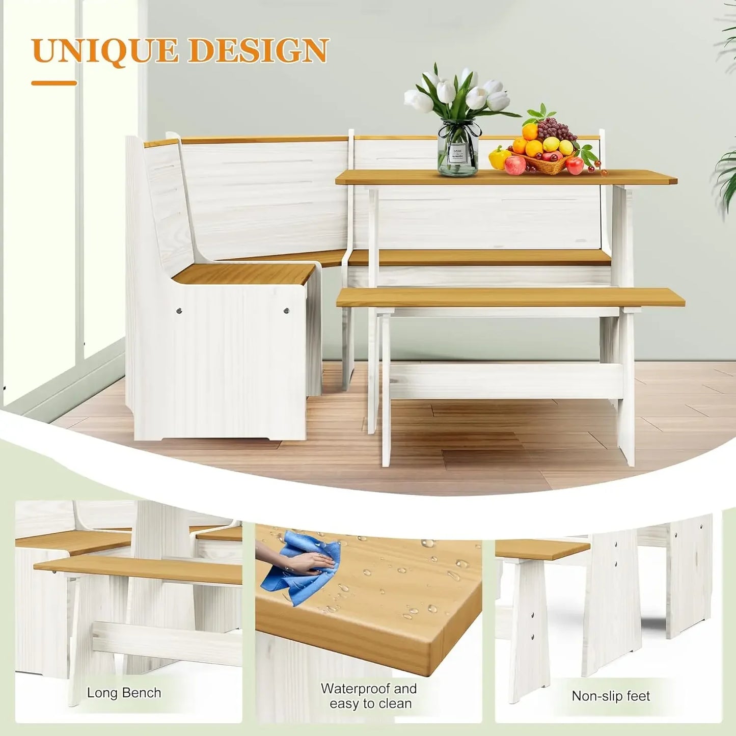 Wood Dining Nook Set *Pcs - Breakfast Nook - Kitchen Collection