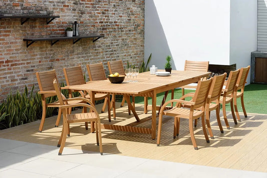 Patio Dining Sets *4 *7 *9 *11 Pcs - Teak Finish - Indoor Outdoor - Patio & Garden Collection