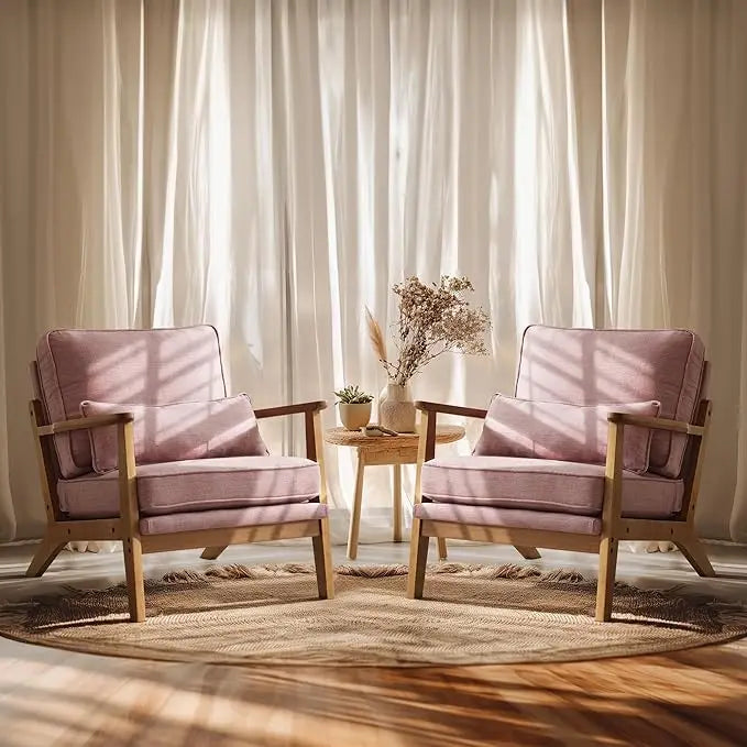 Accent Chair - Solid Wood Frame - Includes Lumbar Pillow - Bedroom Collection