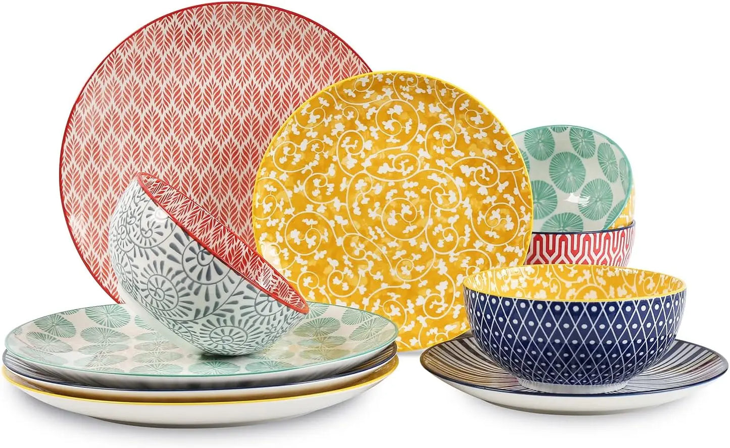 Dinnerware Set *12Pcs - Healthy Ceramic Dishes - Service for 4 - Kitchen Collection