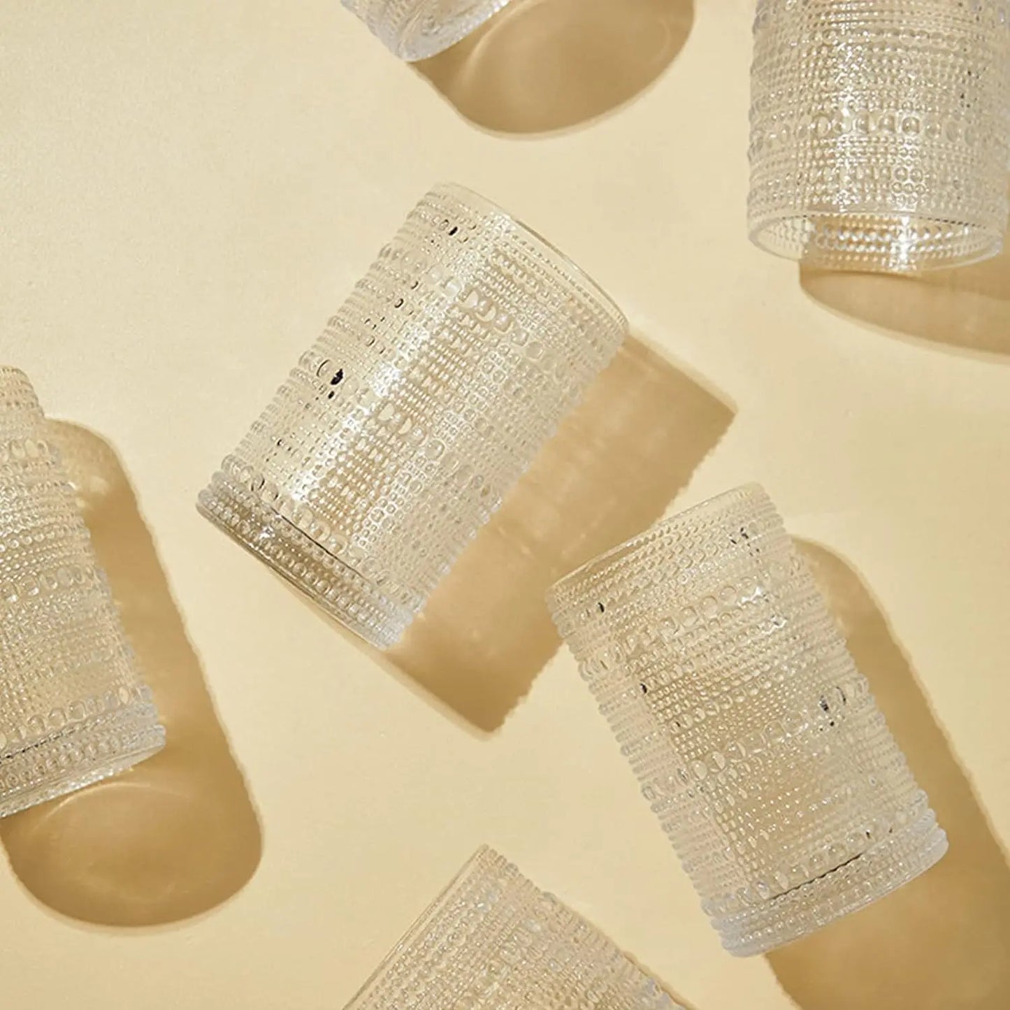 Hobnail Glass Tumbler Set *6Pcs - 13 ozs - Embossed - Diningroom Collection