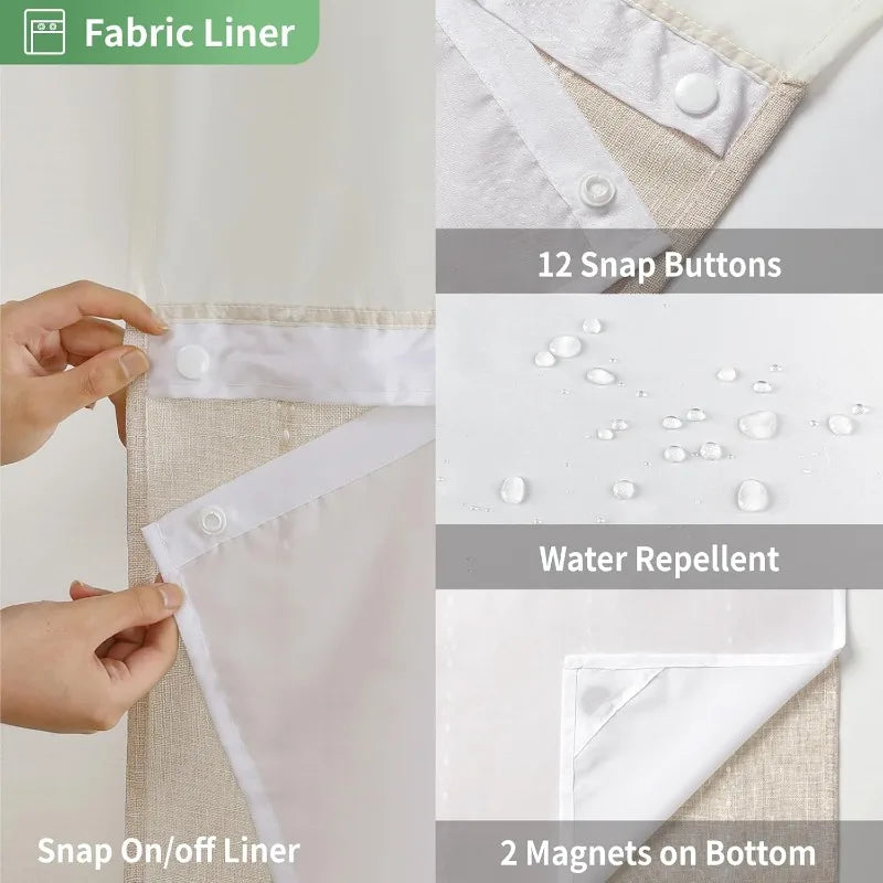 Shower Curtain - No Hooks - Snap In Liner - Boho Tassel - Bathroom Collection