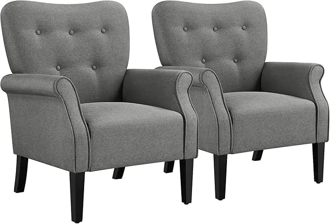 Accent Leisure Chair Set *2 - High Tufted Back - Rolled Arms
