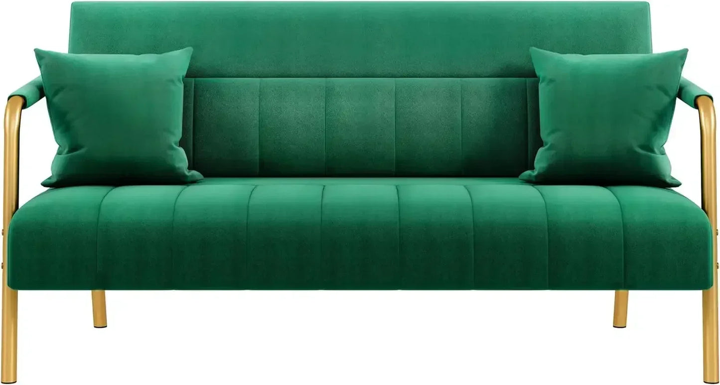 Modern Sofa Loveseat - Two Seater - Velvet Upholstery - 56.5" Wide