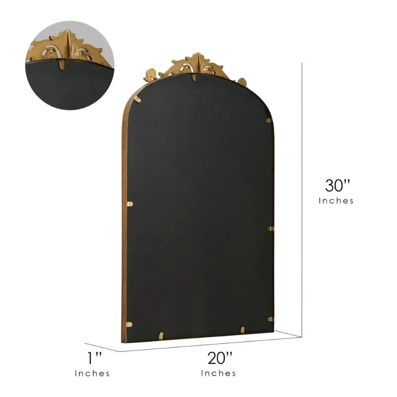 Mirror - Arched Gold Filigree Metal Frame - 20"x30" - Bedroom Collection
