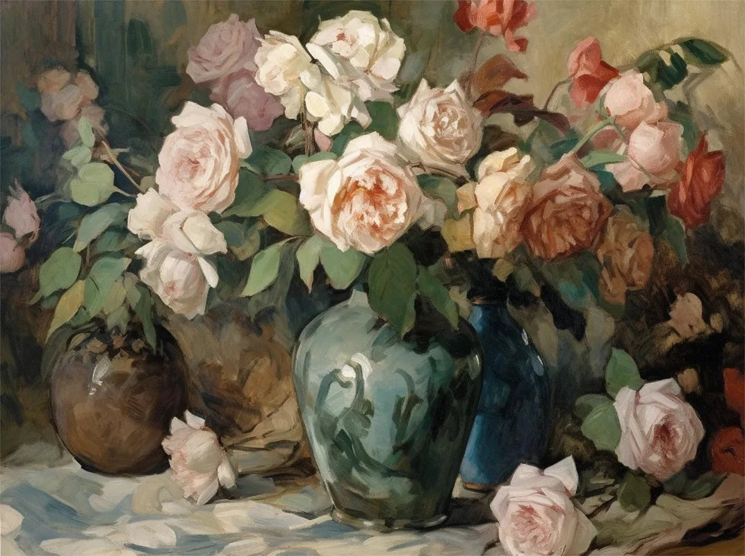 Vintage Rose Bouquet(s) - Oil On Canvas Prints - Still Life