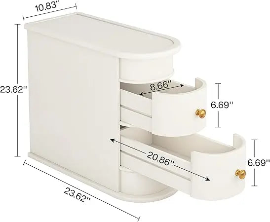 Table - Solid Wood - 2 Drawers - Narrow Slim Sillohuette
