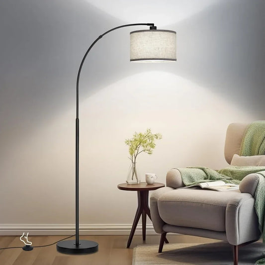 Floor Lamp - Arched - Foot Switch - Drum Shade - Livingroom Collection