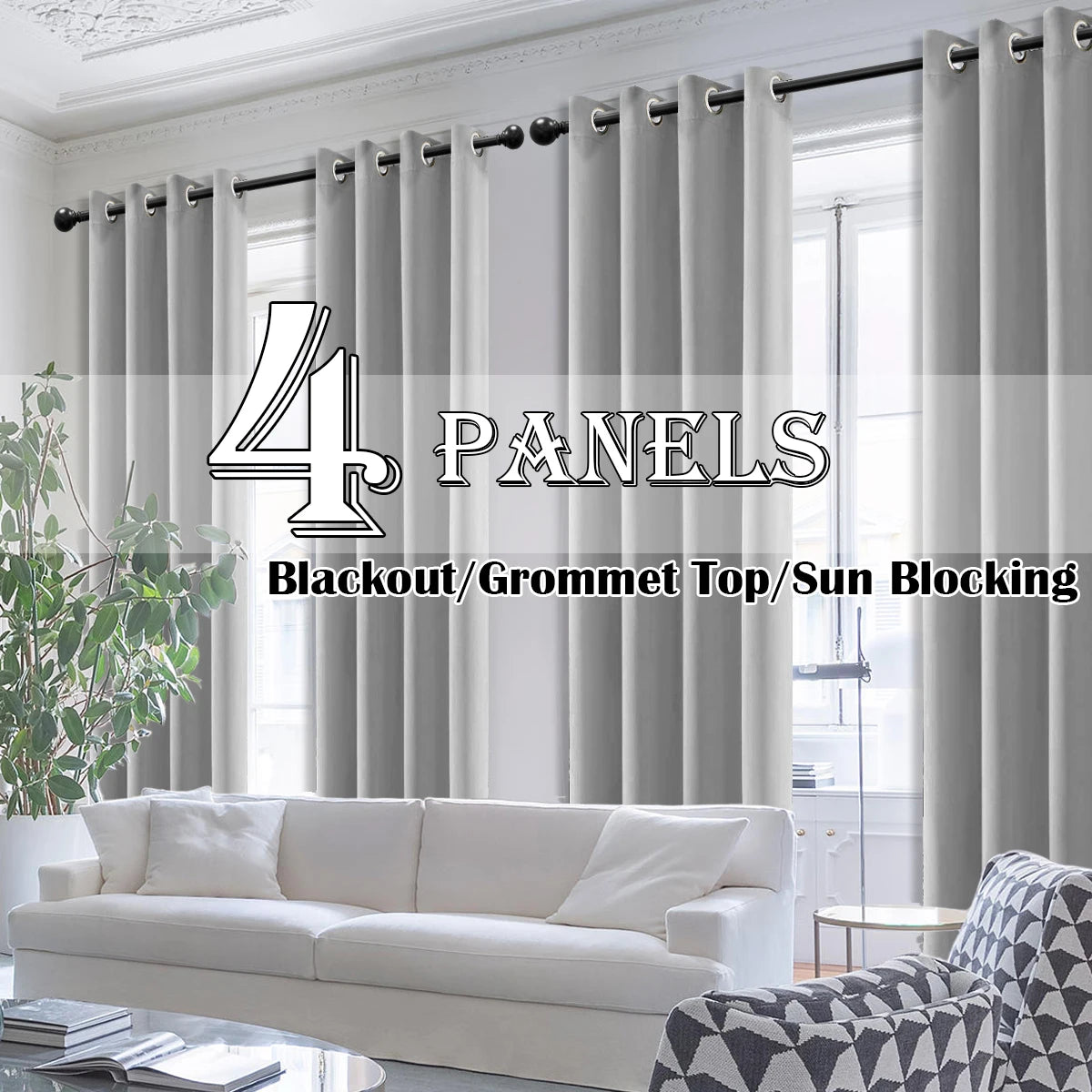 Drapes/Curtains 4 Panels - Blackout - Heat Insultated - Grommets - Bedroom Collection