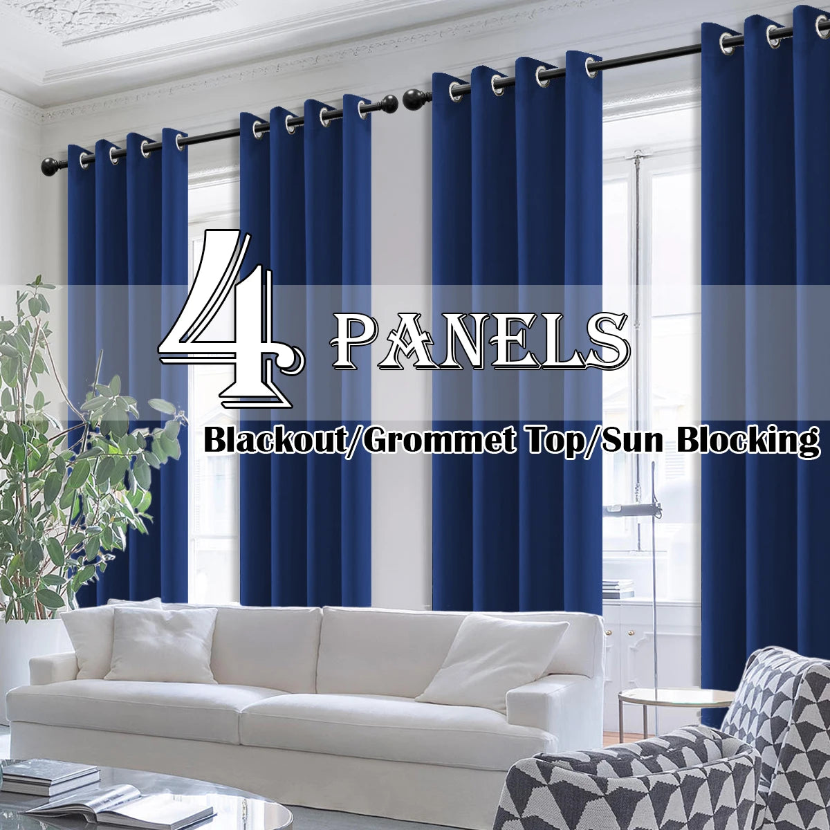 Drapes/Curtains 4 Panels - Blackout - Heat Insultated - Grommets - Bedroom Collection
