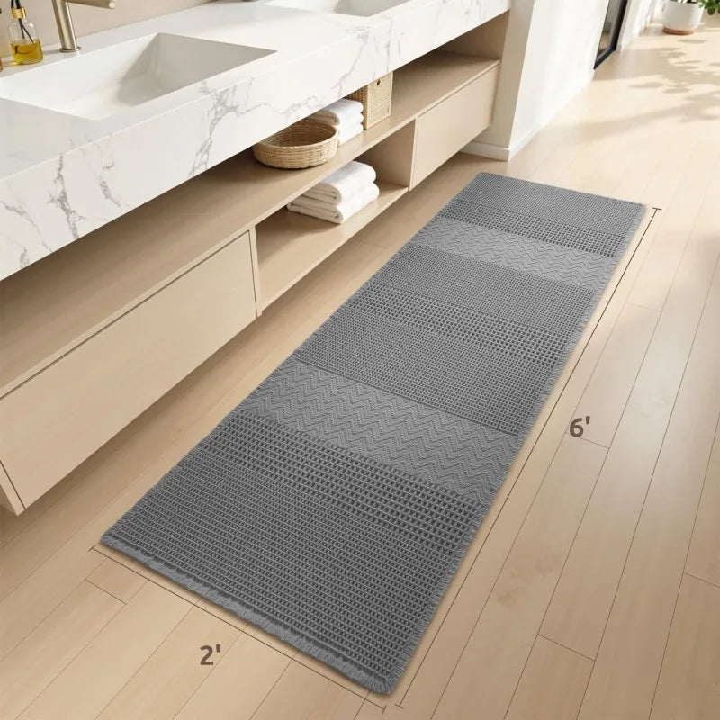 Rug Runner 2'x6' - Bath Mat - Kitchen Mat - Boho Decor - Bathroom Collection