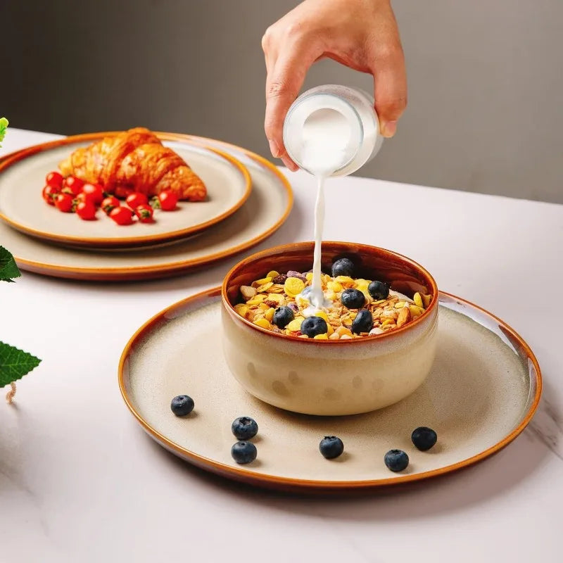 Dinnerware Set *12Pcs - Service for 4 - Handmade Reactive Glaze - Diningroom Collection