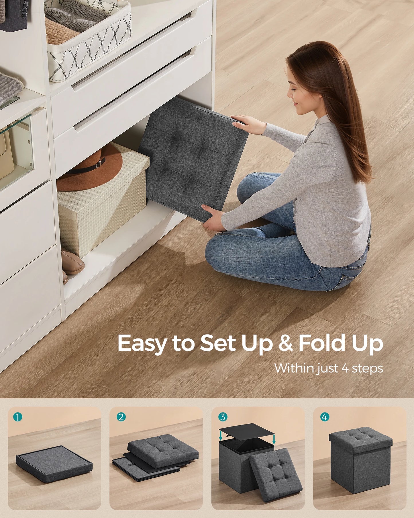 Ottoman Songmics Mazie Collection - Cube Footstool Ottoman - Entryway Collection
