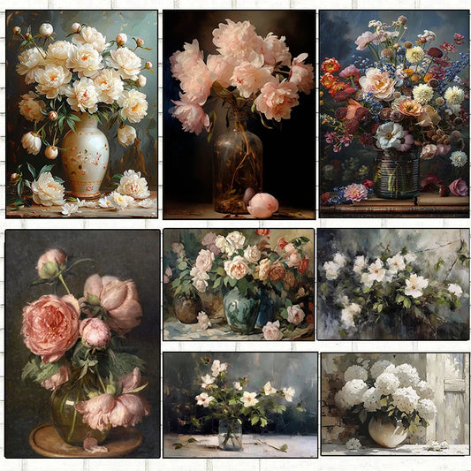 Vintage Rose Bouquet(s) - Oil On Canvas Prints - Still Life