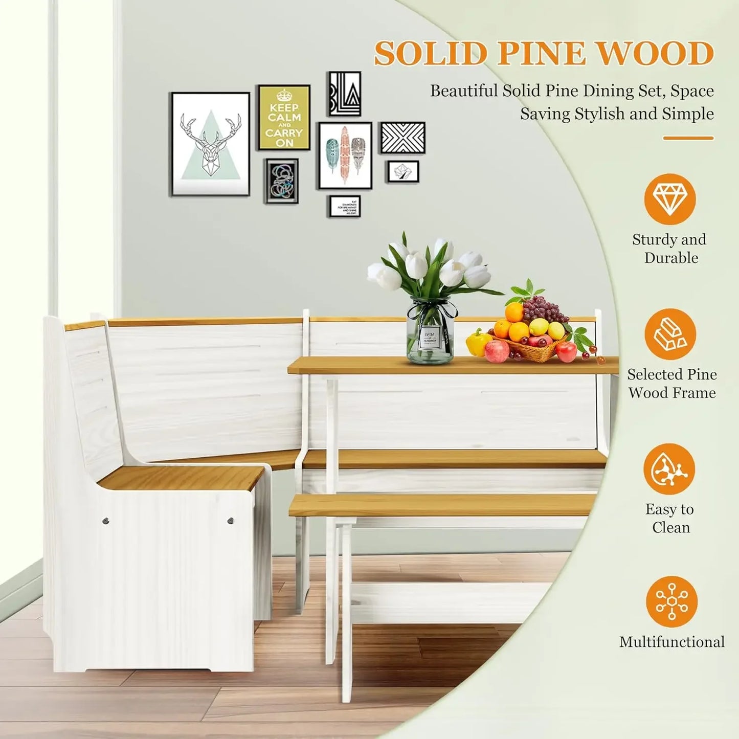 Wood Dining Nook Set *Pcs - Breakfast Nook - Kitchen Collection