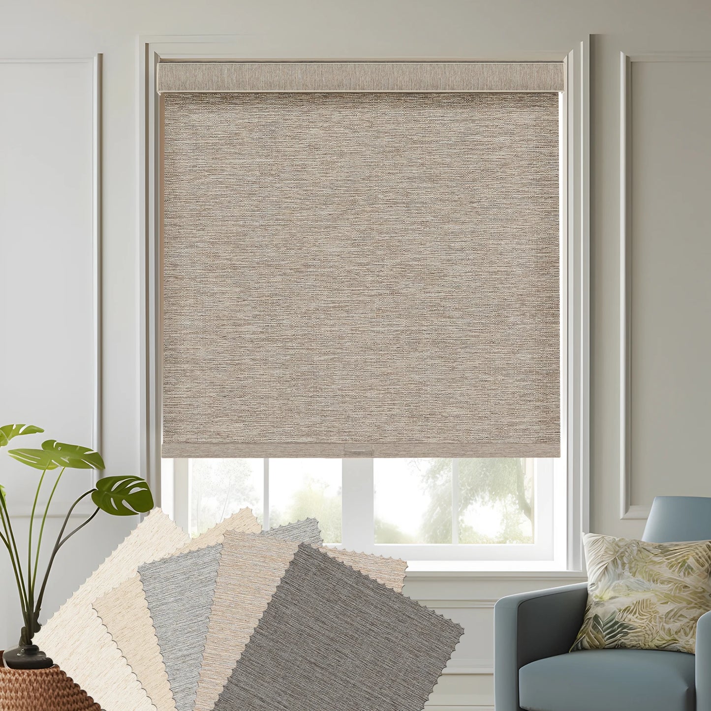Home Window Treatments - Linen Roller Shades - Persilux - Bedroom Collection