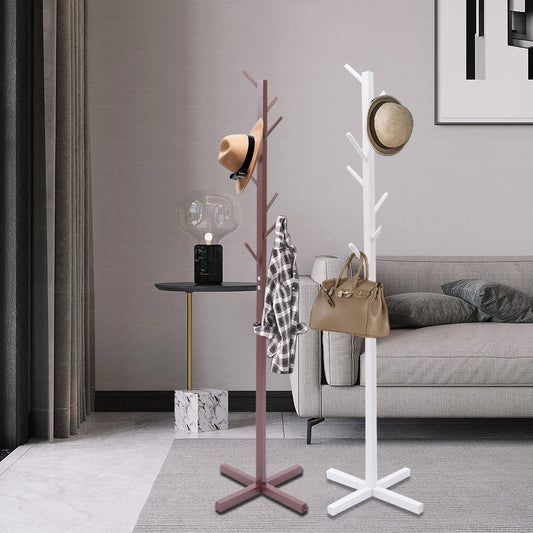 Pine Wood Coat Rack, Hat Rack - Tree Shaped Hat Rack - Eight Branches