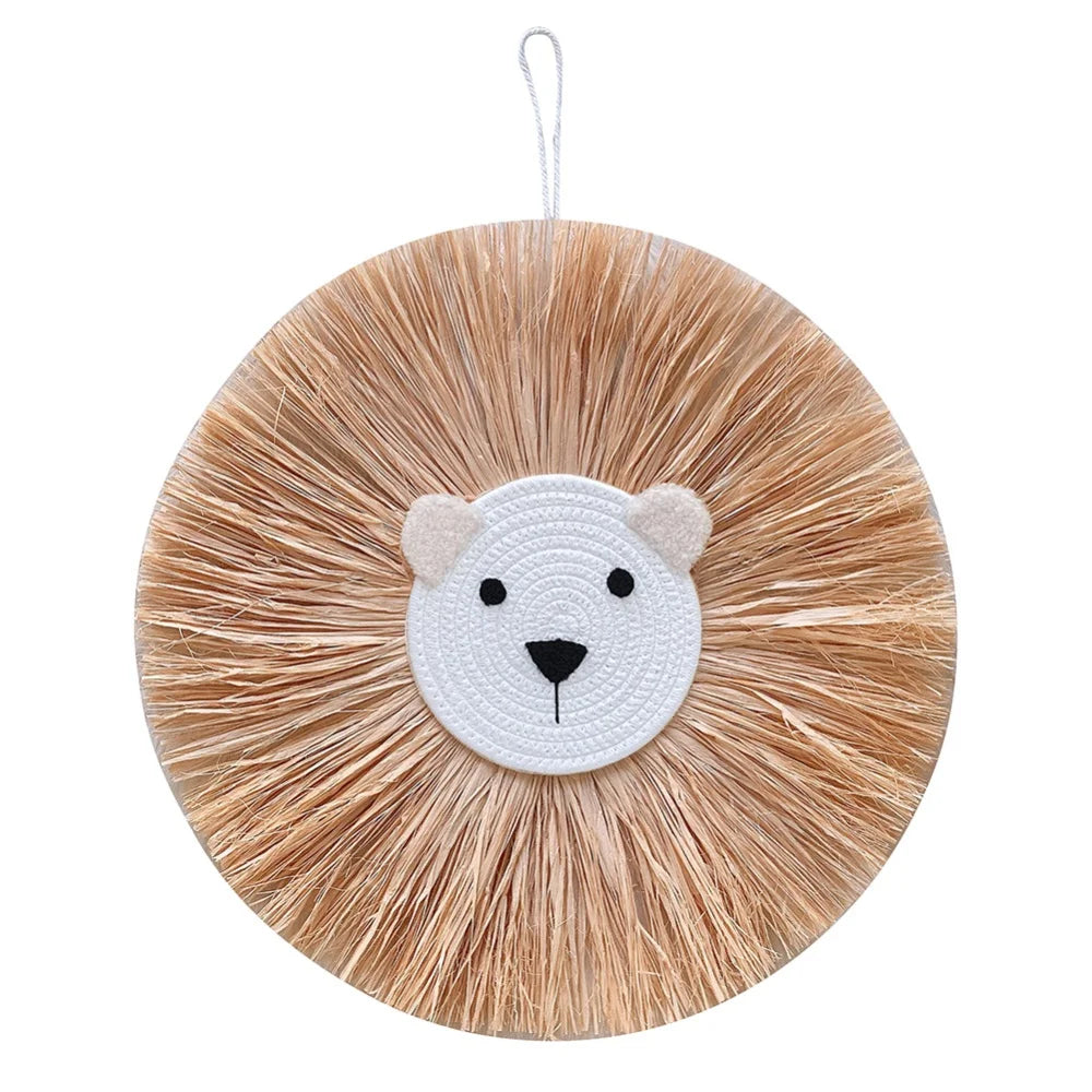 Lion Cartoon Straw Wall Hanging - Tapestry - Children's Room Collection