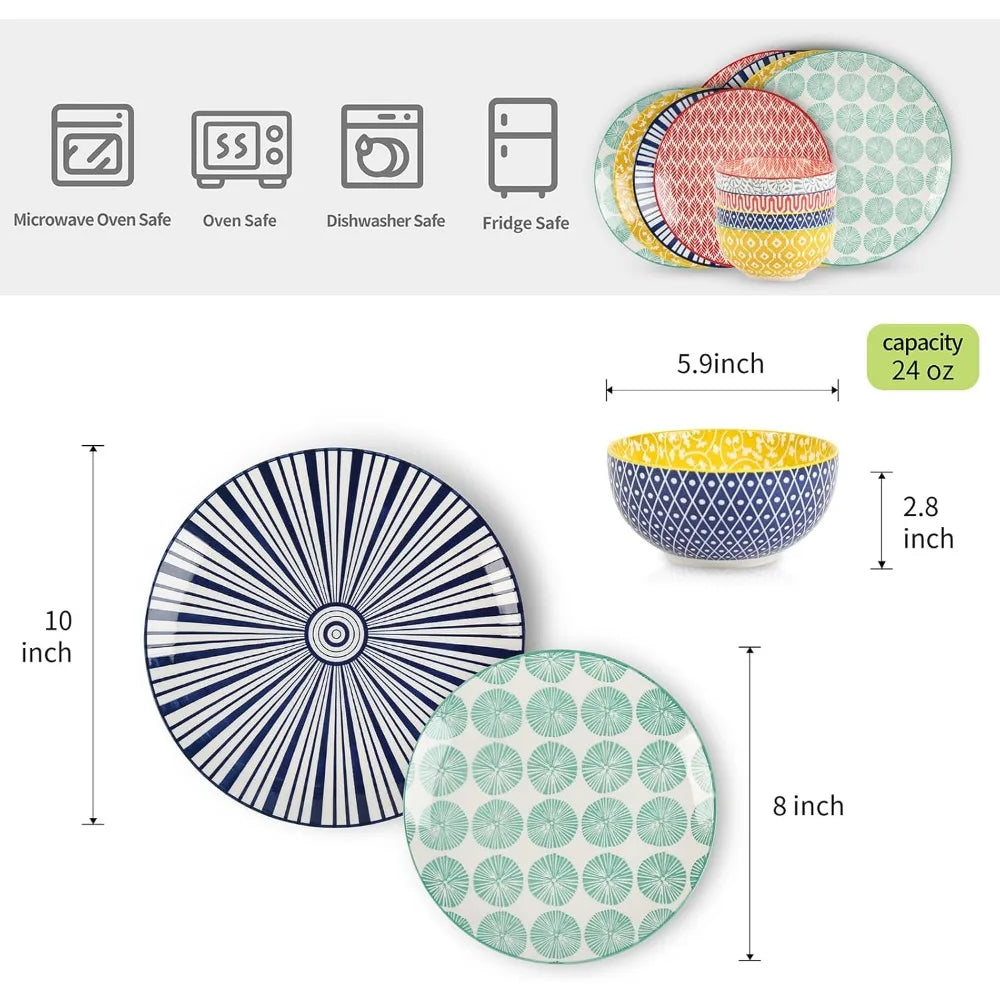 Dinnerware Set *12Pcs - Healthy Ceramic Dishes - Service for 4 - Kitchen Collection