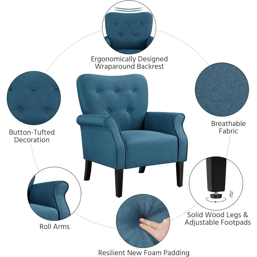 Accent Leisure Chair Set *2 - High Tufted Back - Rolled Arms
