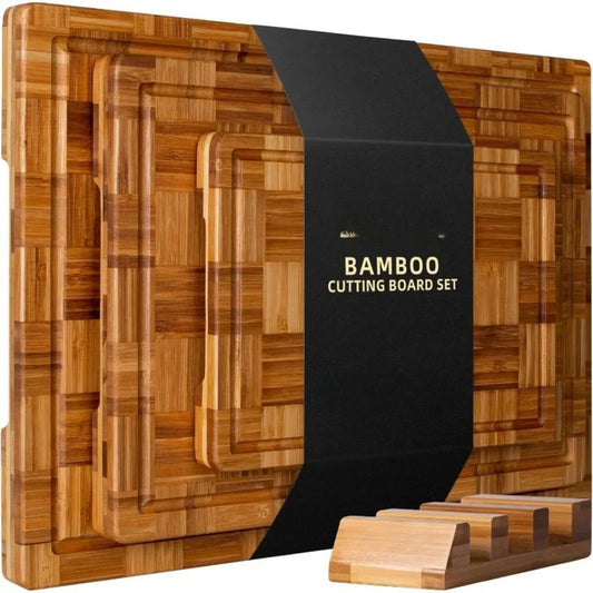 Cutting Board Set *3Pcs - Bamboo - Butcher Block Design - Kitchen Collection