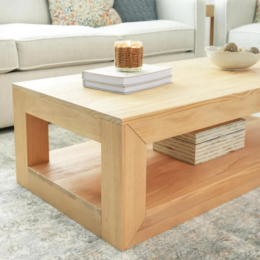 Coffee Table - Solid Wood - 48" Length - 2 Tiers - Livingroom Collection