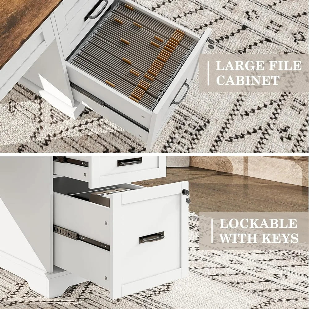 Executive Desk White - 55" - Farmhouse Country - Home Office Collection