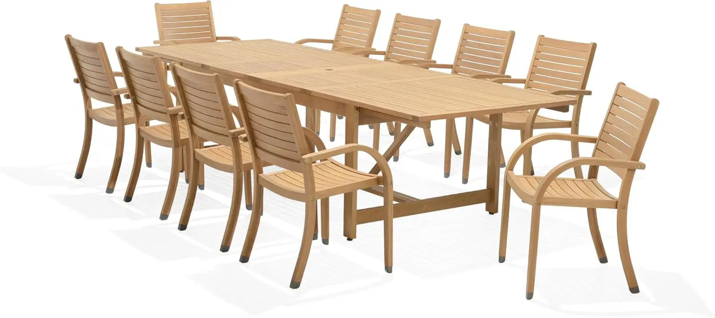 Patio Dining Sets *4 *7 *9 *11 Pcs - Teak Finish - Indoor Outdoor - Patio & Garden Collection