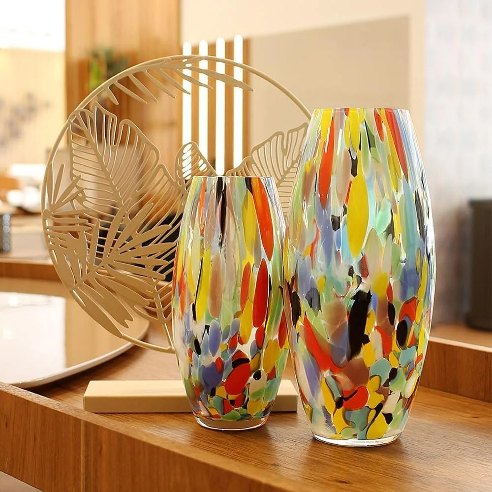 Vase - Hand Blown Glass -  Murano Style Art