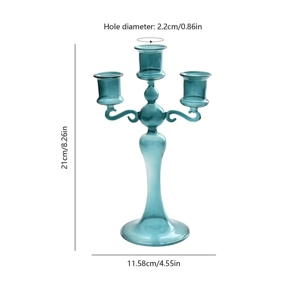 Candlestick Holder - Three Cups - Clear - Blue - Champagne - Diningroom Collection