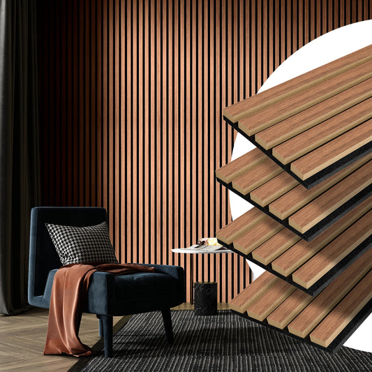 Wood Panel Sets *4Pcs - 94"x8" - Noise Reduction - Acoustic 3D Textured - Home Office Collection